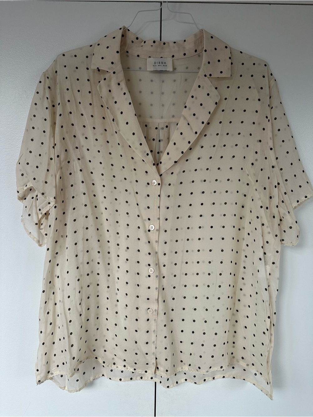 DISSH Vanessa Sheer Polka Dot Button-Up Shirt